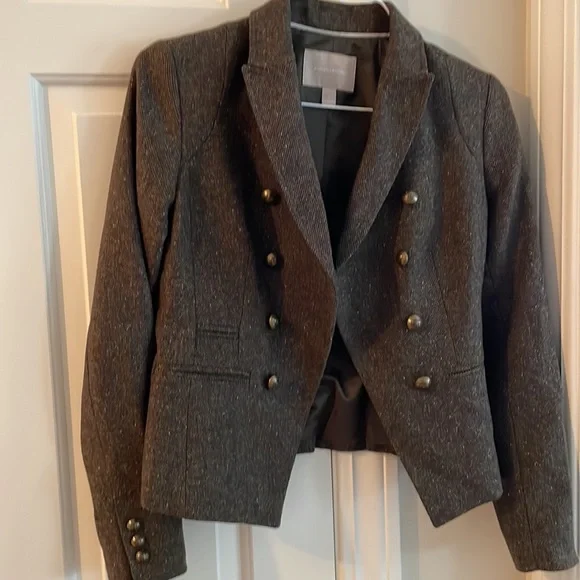 Banana Republic brown tweed blazer, double breasted. One button closure - Picture 8 of 9